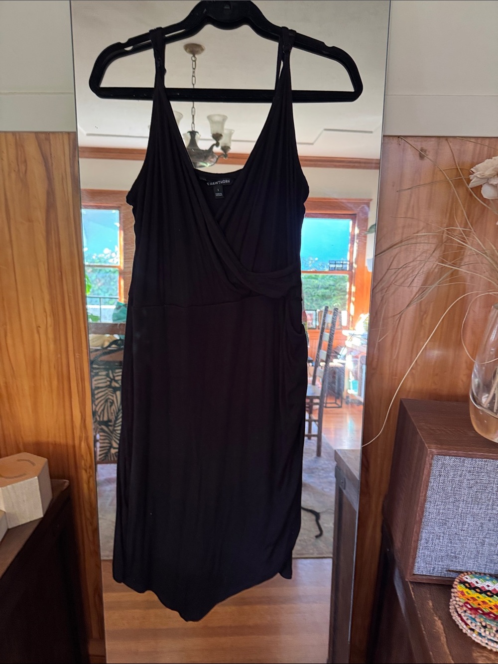 Black Sleeveless Wrap-Effect Mini Dress